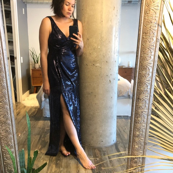 Vince Camuto Navy Sequin Gown - Picture 1 of 4